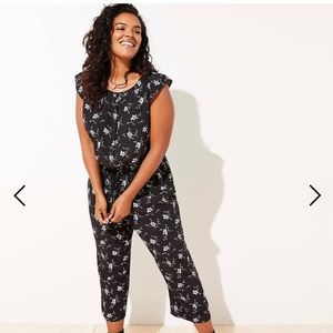 LOFT Plus FLORAL RUFFLE DRAWSTRING JUMPSUIT